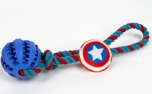 Captain America Wurf- Hundespielzeug mit Hundeball, blau/weiss
