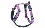 Finnero Camocolor Adjustable Y-Harness For Dogs, camouflage rosa
