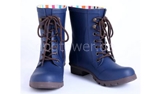 Gummistiefel (Stiefelette) mit Schnürung, blau-schwarz