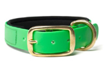 Mystique Biothane Halsband Deluxe Neopren (MESSING), beta neongrün
