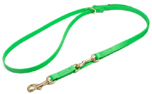 Mystique Biothane verstellbare Leine Führleine (MESSING Karabiner, VERNÄHT), neongrün